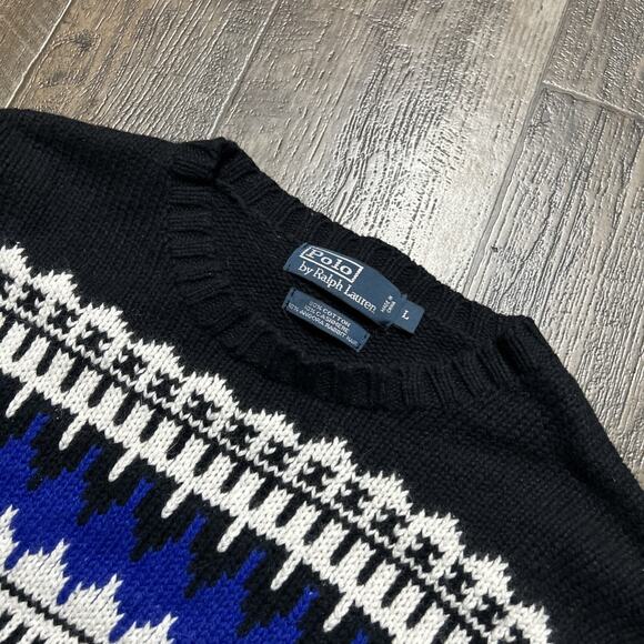 POLO Ralph Lauren Fair Isle Cotton Cashmere Angora Knit Pullover Sweater Large - Picture 2 of 6